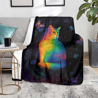 Cat Colorful Christmas Blanket Xmas Holiday Patterns - Wonder Print Shop