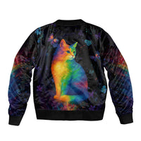 Cat Colorful Christmas Bomber Jacket Xmas Holiday Patterns - Wonder Print Shop