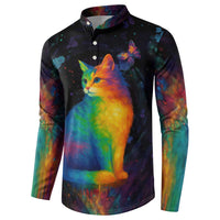 Cat Colorful Christmas Button Sweatshirt Xmas Holiday Patterns - Wonder Print Shop