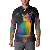 Cat Colorful Christmas Button Sweatshirt Xmas Holiday Patterns - Wonder Print Shop