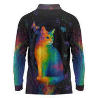 Cat Colorful Christmas Long Sleeve Polo Shirt Xmas Holiday Patterns - Wonder Print Shop