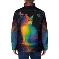 Cat Colorful Christmas Padded Jacket Xmas Holiday Patterns - Wonder Print Shop