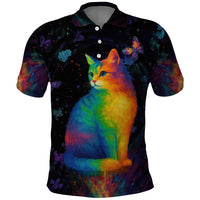 Cat Colorful Christmas Polo Shirt Xmas Holiday Patterns - Wonder Print Shop
