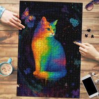 Cat Colorful Christmas Puzzle Xmas Holiday Patterns - Wonder Print Shop
