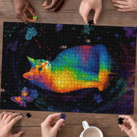 Cat Colorful Christmas Puzzle Xmas Holiday Patterns - Wonder Print Shop