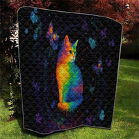 Cat Colorful Christmas Quilt Xmas Holiday Patterns - Wonder Print Shop