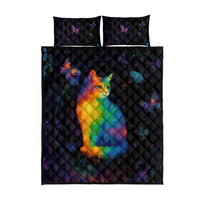 Cat Colorful Christmas Quilt Bed Set Xmas Holiday Patterns - Wonder Print Shop