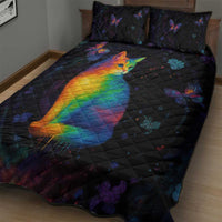 Cat Colorful Christmas Quilt Bed Set Xmas Holiday Patterns - Wonder Print Shop