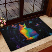 Cat Colorful Christmas Rubber Doormat Xmas Holiday Patterns - Wonder Print Shop