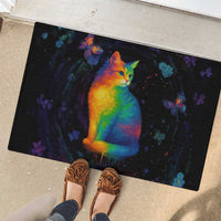 Cat Colorful Christmas Rubber Doormat Xmas Holiday Patterns - Wonder Print Shop