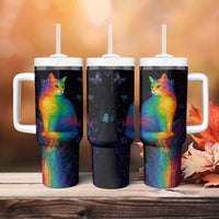 Cat Colorful Christmas Tumbler With Handle Xmas Holiday Patterns - Wonder Print Shop