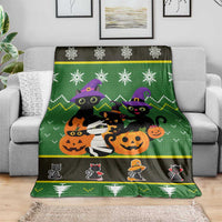 Cat Cute Witcher Noel Christmas Blanket Xmas Holiday Patterns - Wonder Print Shop