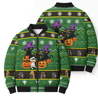 Cat Cute Witcher Noel Christmas Bomber Puffer Jacket Xmas Holiday Patterns - Wonder Print Shop
