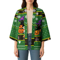 Cat Cute Witcher Noel Christmas Kimono Xmas Holiday Patterns - Wonder Print Shop