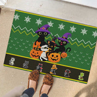 Cat Cute Witcher Noel Christmas Rubber Doormat Xmas Holiday Patterns - Wonder Print Shop