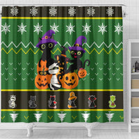 Cat Cute Witcher Noel Christmas Shower Curtain Xmas Holiday Patterns - Wonder Print Shop