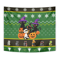 Cat Cute Witcher Noel Christmas Tapestry Xmas Holiday Patterns - Wonder Print Shop