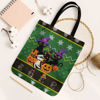 Cat Cute Witcher Noel Christmas Tote Bag Xmas Holiday Patterns - Wonder Print Shop