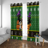 Cat Cute Witcher Noel Christmas Window Curtain Xmas Holiday Patterns - Wonder Print Shop