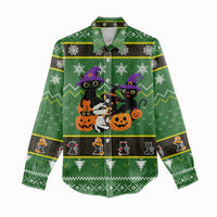 Cat Cute Witcher Noel Christmas Women Casual Shirt Xmas Holiday Patterns - Wonder Print Shop