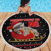 Cat Dashing Through The No Christmas Beach Blanket Xmas Holiday Patterns - Wonder Print Shop