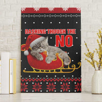Cat Dashing Through The No Christmas Canvas Wall Art Xmas Holiday Patterns - Wonder Print Shop