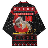 Cat Dashing Through The No Christmas Kimono Xmas Holiday Patterns - Wonder Print Shop