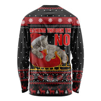 Cat Dashing Through The No Christmas Long Sleeve Shirt Xmas Holiday Patterns - Wonder Print Shop