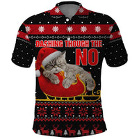 Cat Dashing Through The No Christmas Polo Shirt Xmas Holiday Patterns - Wonder Print Shop