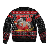 Cat Dashing Through The No Christmas Sleeve Zip Bomber Jacket Xmas Holiday Patterns - Wonder Print Shop
