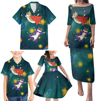 Cat Galaxy Christmas Family Matching Puletasi and Hawaiian Shirt Xmas Holiday Patterns - Wonder Print Shop