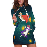Cat Galaxy Christmas Hoodie Dress Xmas Holiday Patterns - Wonder Print Shop
