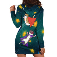 Cat Galaxy Christmas Hoodie Dress Xmas Holiday Patterns - Wonder Print Shop
