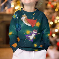Cat Galaxy Christmas Kid Ugly Christmas Sweater Xmas Holiday Patterns - Wonder Print Shop