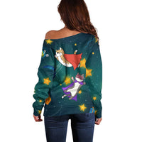 Cat Galaxy Christmas Off Shoulder Sweater Xmas Holiday Patterns - Wonder Print Shop