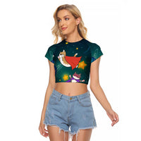 Cat Galaxy Christmas Raglan Cropped T Shirt Xmas Holiday Patterns - Wonder Print Shop