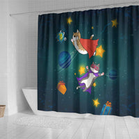 Cat Galaxy Christmas Shower Curtain Xmas Holiday Patterns - Wonder Print Shop
