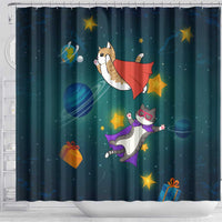 Cat Galaxy Christmas Shower Curtain Xmas Holiday Patterns - Wonder Print Shop