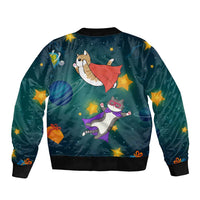 Cat Galaxy Christmas Sleeve Zip Bomber Jacket Xmas Holiday Patterns - Wonder Print Shop