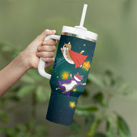 Cat Galaxy Christmas Tumbler With Handle Xmas Holiday Patterns - Wonder Print Shop