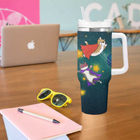 Cat Galaxy Christmas Tumbler With Handle Xmas Holiday Patterns - Wonder Print Shop
