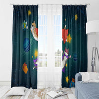 Cat Galaxy Christmas Window Curtain Xmas Holiday Patterns - Wonder Print Shop