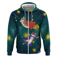 Cat Galaxy Christmas Zip Hoodie Xmas Holiday Patterns - Wonder Print Shop