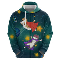 Cat Galaxy Christmas Zip Hoodie Xmas Holiday Patterns - Wonder Print Shop