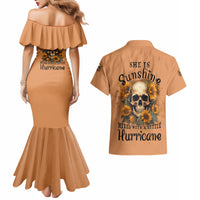 She Is Sunshine Sunflower Skull Couples Matching Mermaid Dress and Hawaiian Shirt - Wonder Print Shop