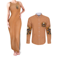She Is Sunshine Sunflower Skull Couples Matching Tank Maxi Dress and Long Sleeve Button Shirt - Wonder Print Shop