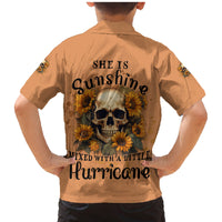 She Is Sunshine Sunflower Skull Family Matching Mermaid Dress and Hawaiian Shirt - Wonder Print Shop