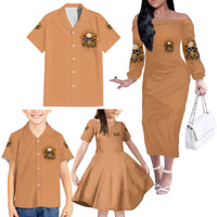 She Is Sunshine Sunflower Skull Family Matching Off Shoulder Long Sleeve Dress and Hawaiian Shirt - Wonder Print Shop