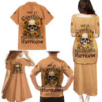 She Is Sunshine Sunflower Skull Family Matching Puletasi Dress and Hawaiian Shirt - Wonder Print Shop