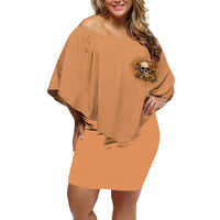 She Is Sunshine Sunflower Skull Off Shoulder Short Dress - Wonder Print Shop